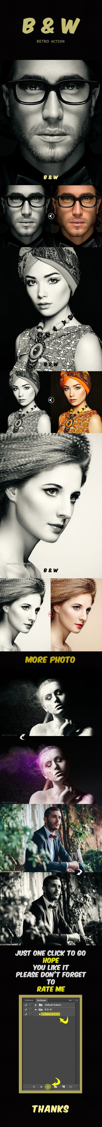 Black And White Retro effect photoshop action