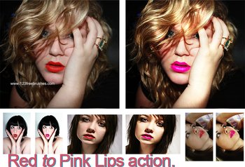 Red To Pink Lips Effect Photoshop Action