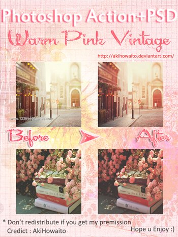 Warm Pink Vintage Effect Photoshop Action