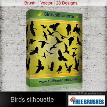 Flying Birds Silhouettes Vector and Photoshop Brush Pack