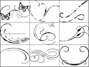 Butterfly and Grunge Swirls Brush