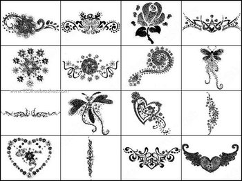 Decorative Valentine Heart and Flower Brushes