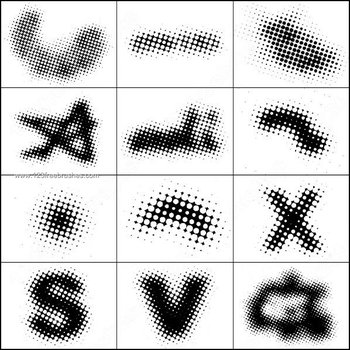 Halftone Circle Letter Brushes