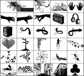 Silhouettes of Hands – Arrows – Speaker – Headphones Photoshop Brushes
