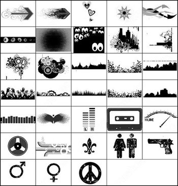 Male Female Signs – Star – Gear – Speedometer Photoshop Brushes