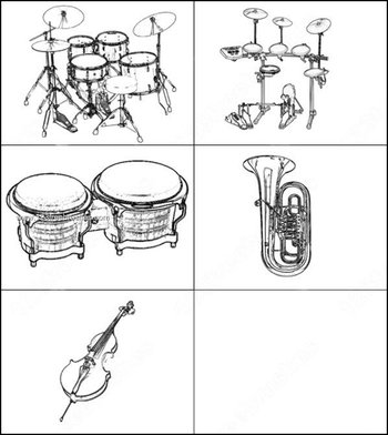 Drums – Guitar – Saxophone Brush Photoshop