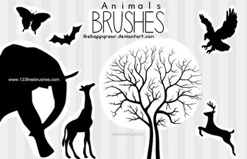 Elephant – Giraffe – Deer – Eagle – Butterfly Silhouettes