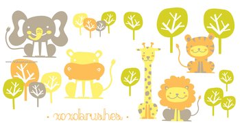 Elephant – Lion – Giraffe Cartoon