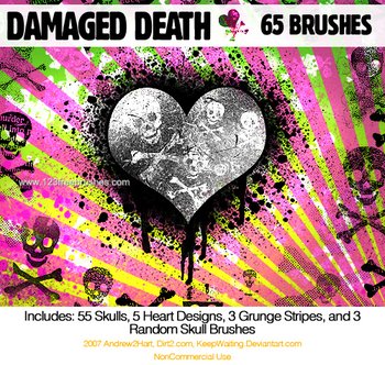 Crossbones Skull – Heart – Grunge Stripes
