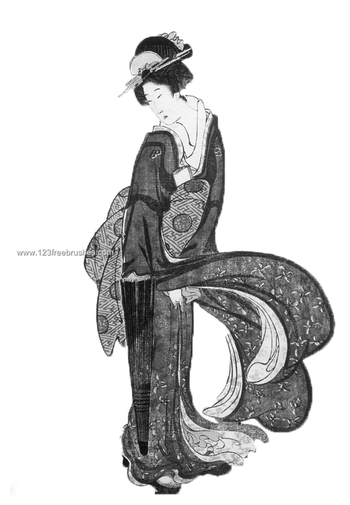 Geisha Standing in the Wind