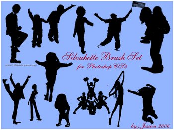Young Man and Kids Silhouettes