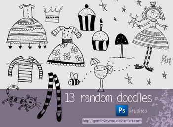 Doodle Children Drawing Dresses and Cupcakes