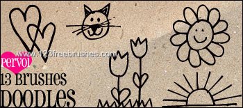 Doodles Cartoon Flower and Heart