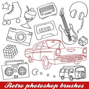 Retro Line Art Radio – Car – Camera