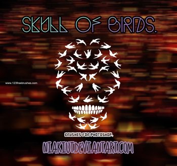 Human Skull Made of Birds