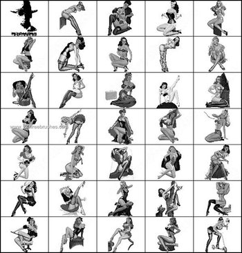 Retro Pin Up Girls Free Photoshop Brushes